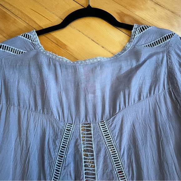 JOHNNY WAS Vara Blouse Top Cupra Rayon Embroidered Cut Out Ladder Lace Boho - Picture 11 of 15